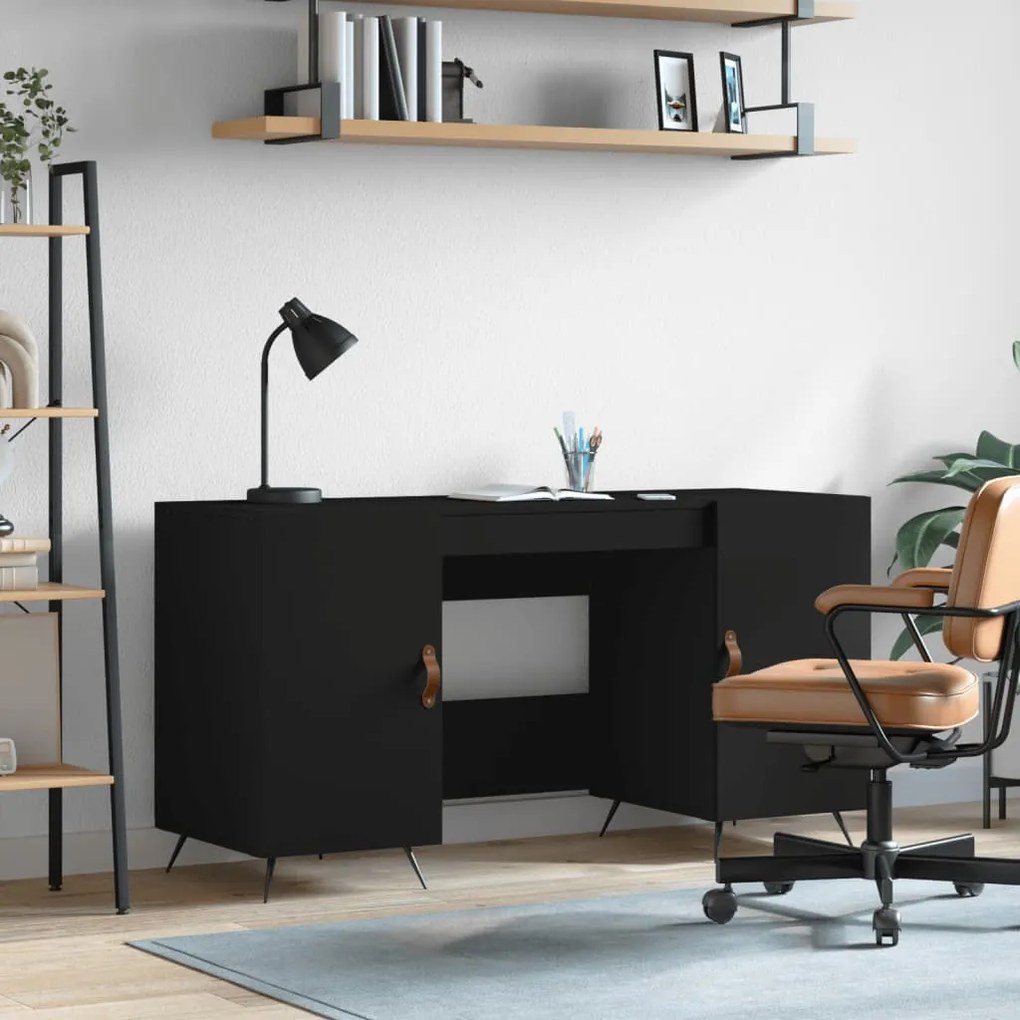 vidaXL Secretária 140x50x75 cm derivados de madeira preto