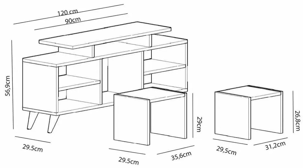 Móvel TV Kutay – Branco e Teca – 120x56,9x29,5 cm