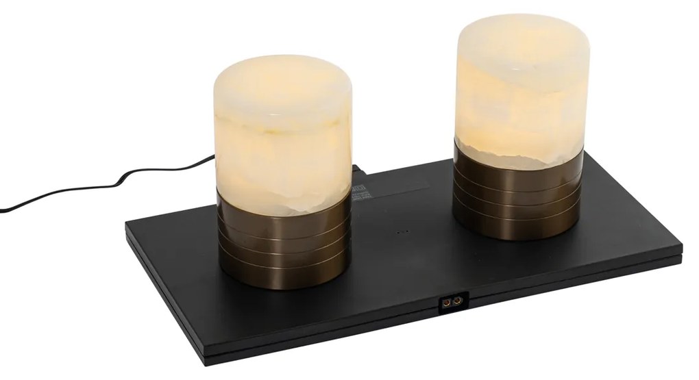 LED Conjunto de 2 Candeeiros de Mesa Bronze Escuro RGBW Recarregáveis - Alessia Art Deco