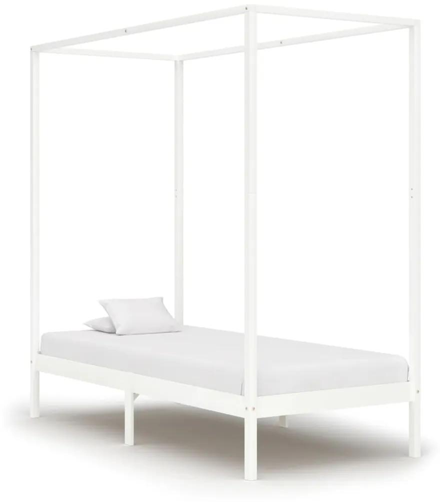 283263 vidaXL Estrutura de cama com toldo 100x200 cm pinho maciço branco