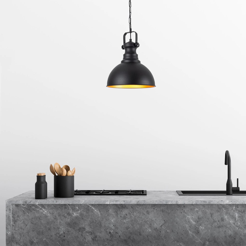 Candeeiro de Teto Saglam – Preto – Diâmetro 31 cm x Altura 85 cm