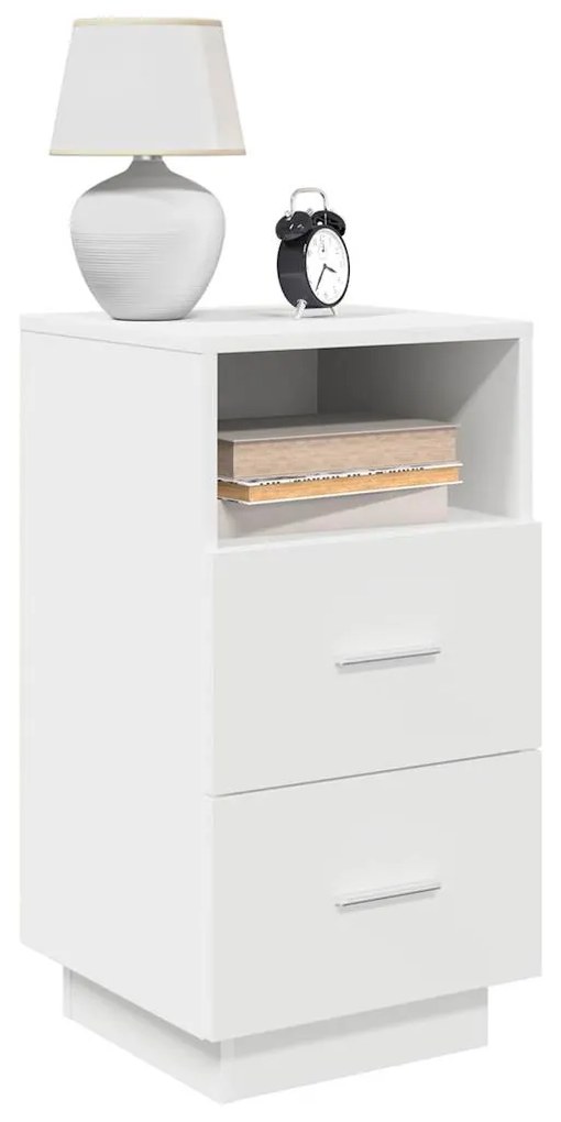 Mesa de cabeceira com 2 gavetas 36x36x68 cm branco