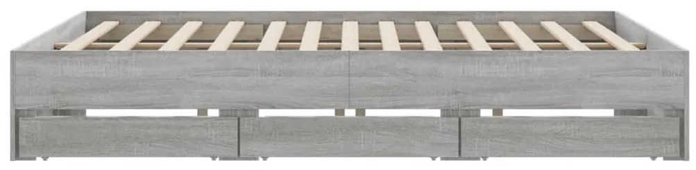 Estrutura de cama c/ gavetas derivados madeira cinza sonoma
