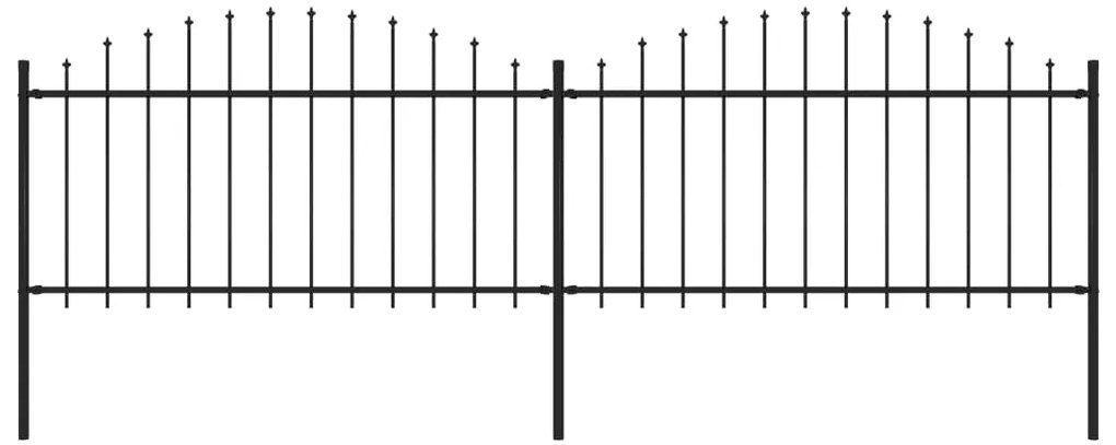 Cerca de jardim com topo em lanças (1,25-1,5)x3,4 m aço preto