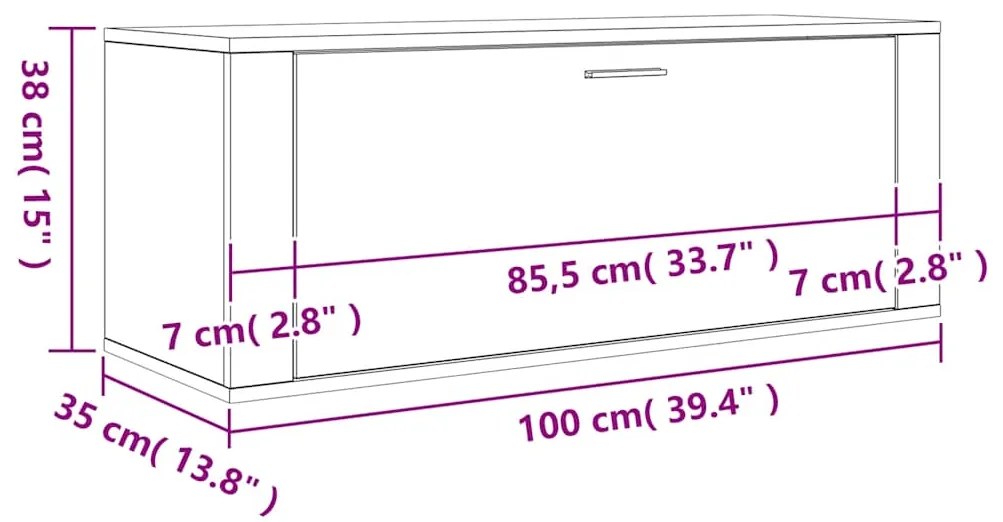 Sapateira de parede 100x35x38 cm derivados madeira cinza sonoma