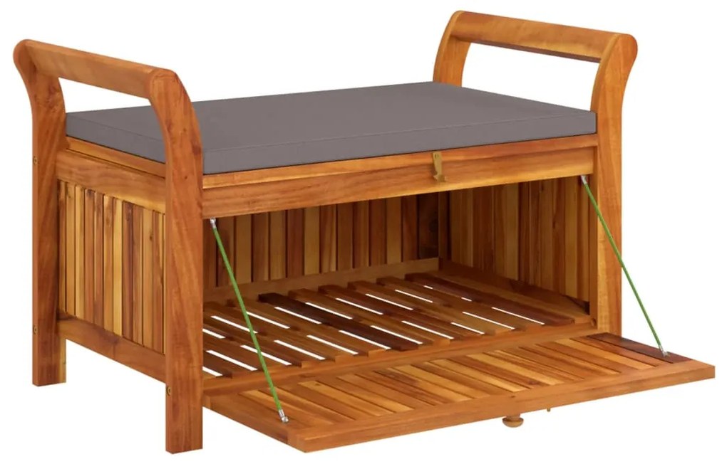 Banco de arrumação p/ jardim c/ almofadão 91 cm acácia maciça