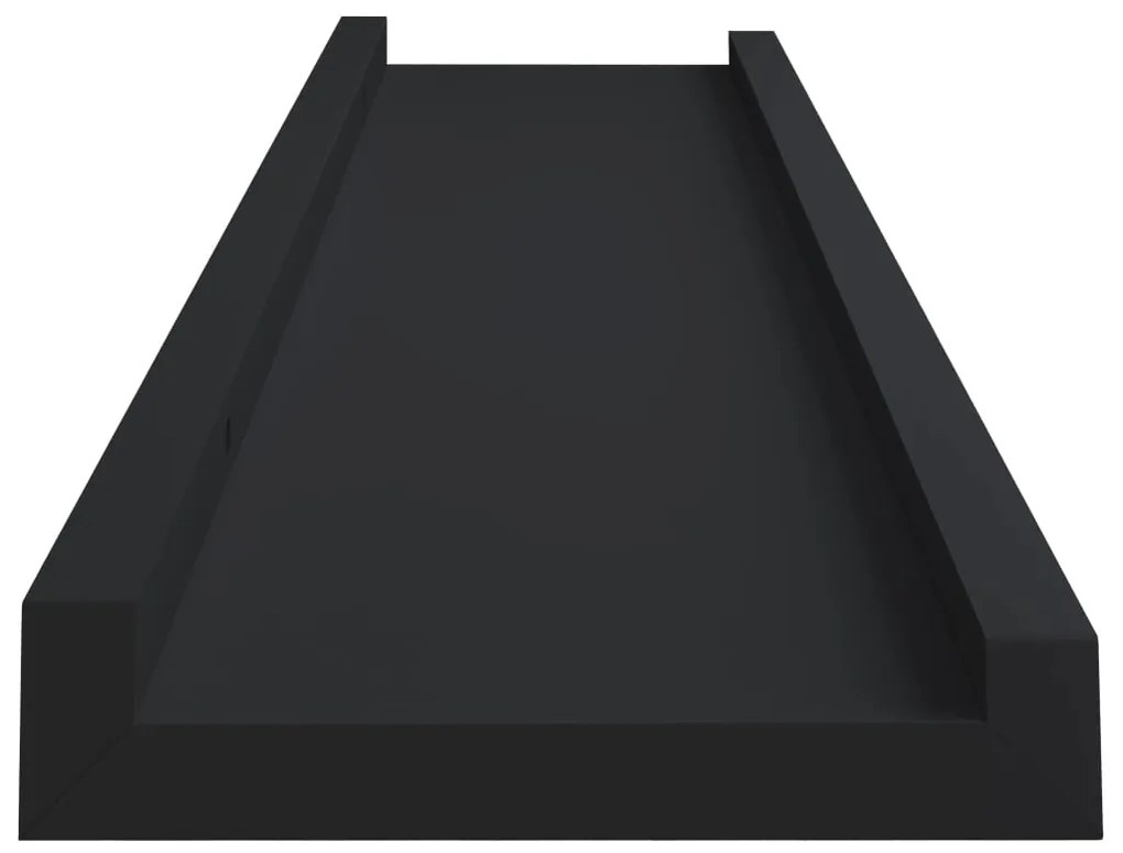 Unidade de prateleiras com rebordo 2 pcs 60x9x3 cm MDF preto