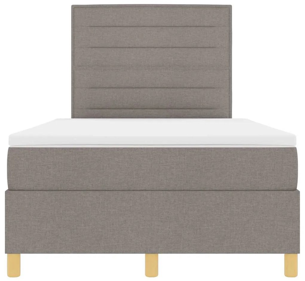 Cama Box Spring com Colchão &amp; LED Taupe 120x190 cm Tecido