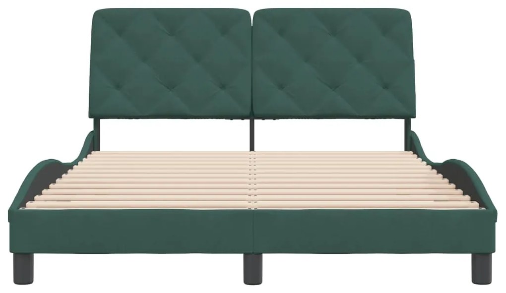 Estrutura de cama sem colchão 140x200 cm veludo verde-escuro