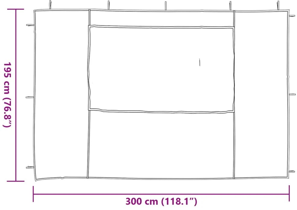 Parede lateral com janela p/ tenda de festas 2 pcs PE branco