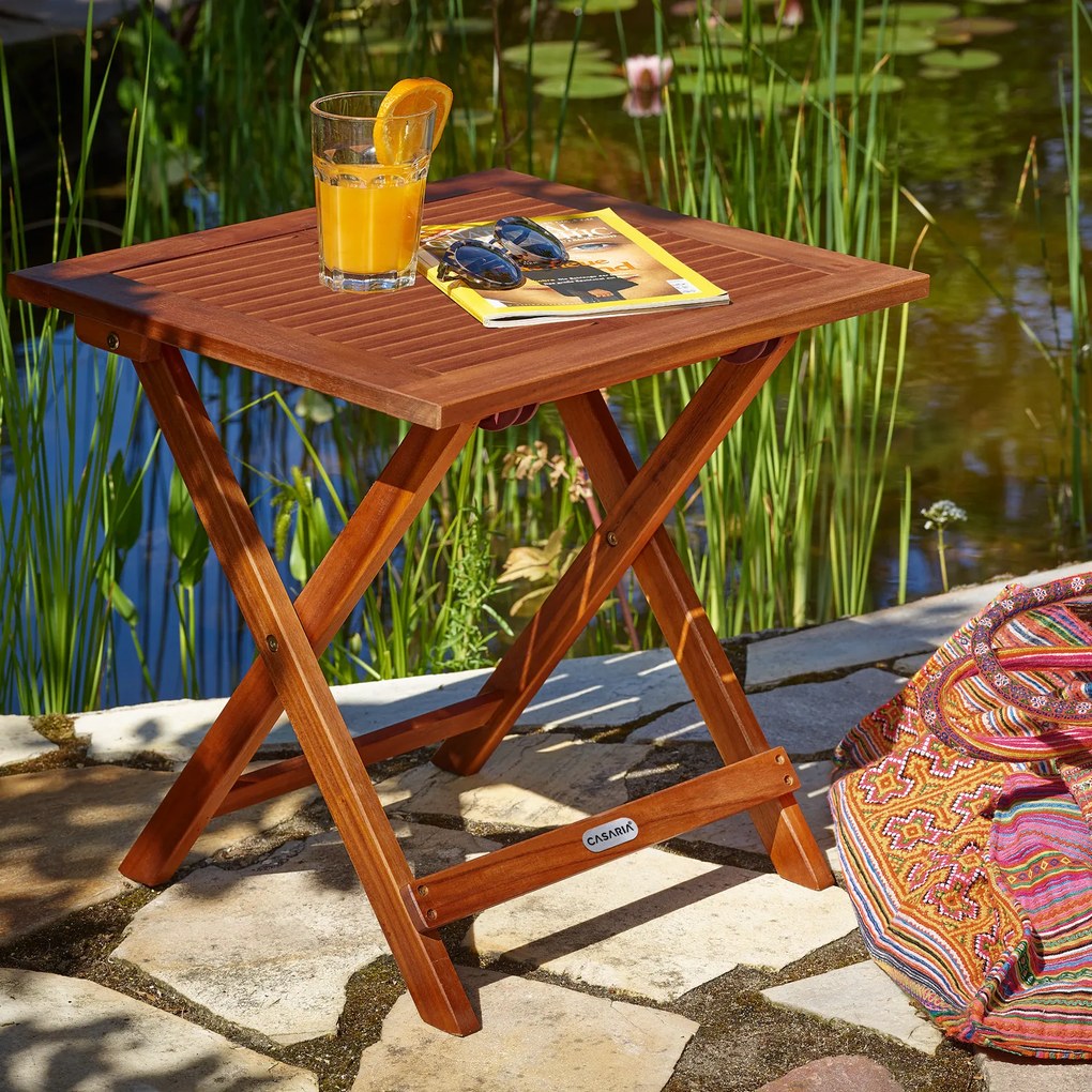 Mesa de jardim em madeira de acácia 70x70x73cm dobrável Castanha