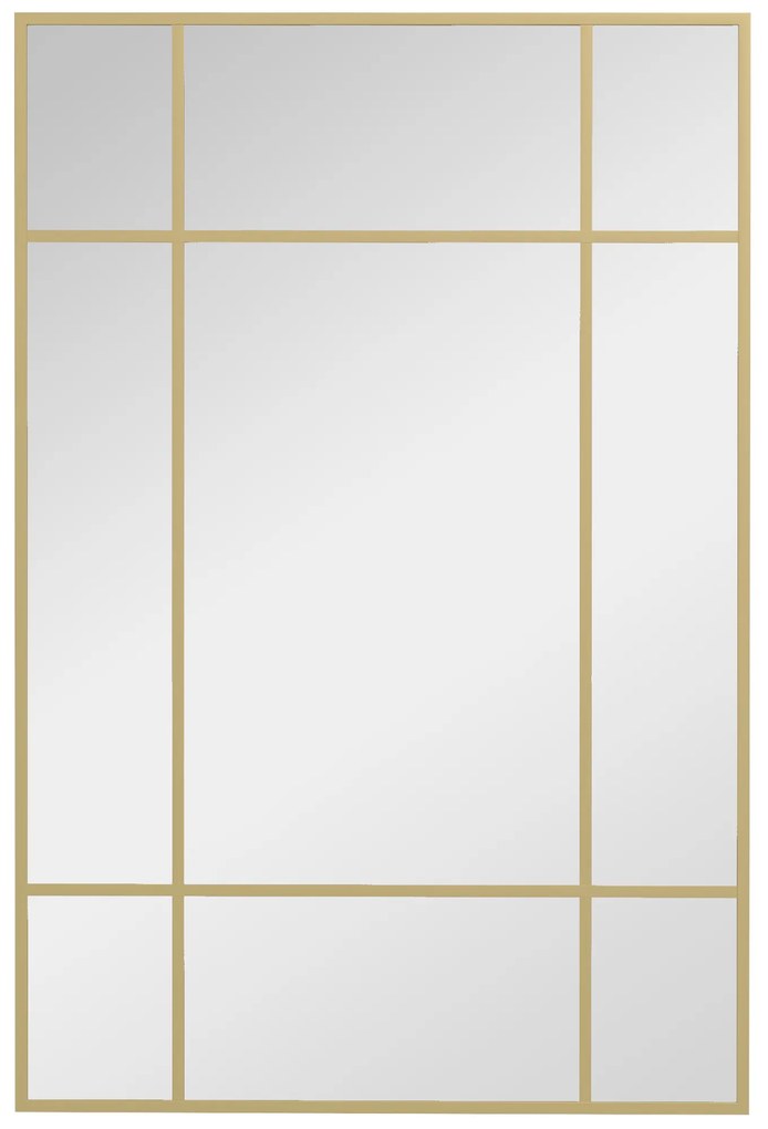 HOMCOM Espelho de Parede Retangular 90x60 cm com Moldura de Metal Espelho Decorativo para Sala Quarto Entrada Dourado