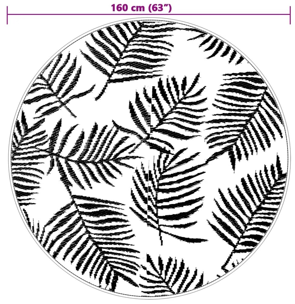 Tapete de exterior Ø160 cm ARAKIL PP branco e preto