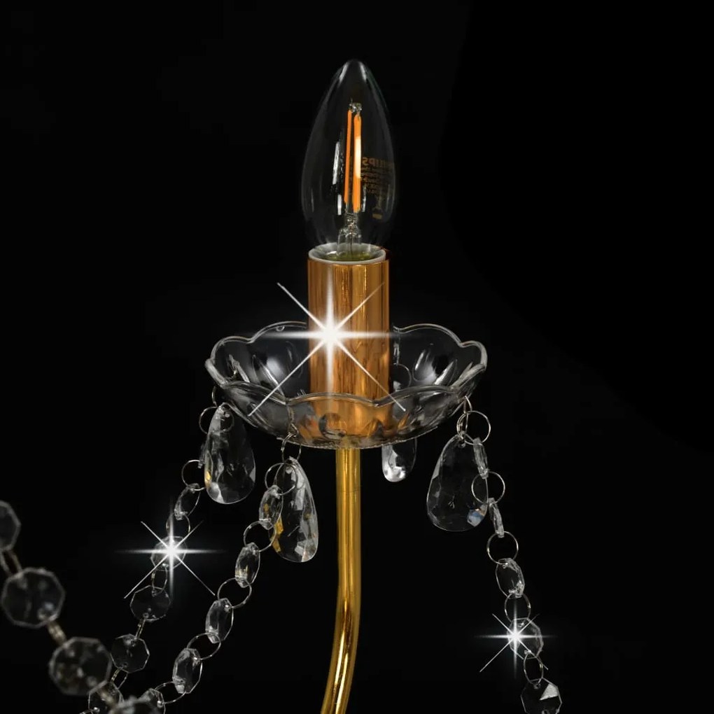 Lustre com contas lâmpadas 8 x E14 dourado