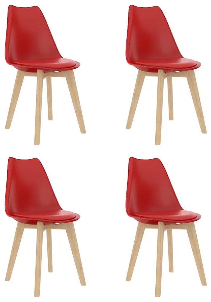vidaXL Cadeiras de jantar 4 pcs plástico vermelho