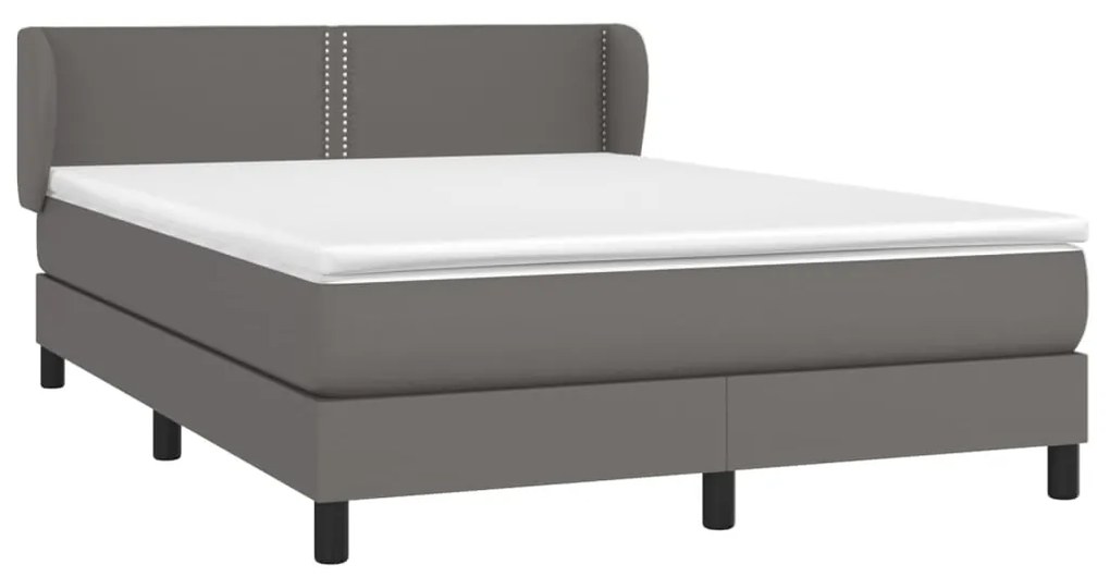 Cama com molas/colchão 140x190 cm couro artificial cinzento