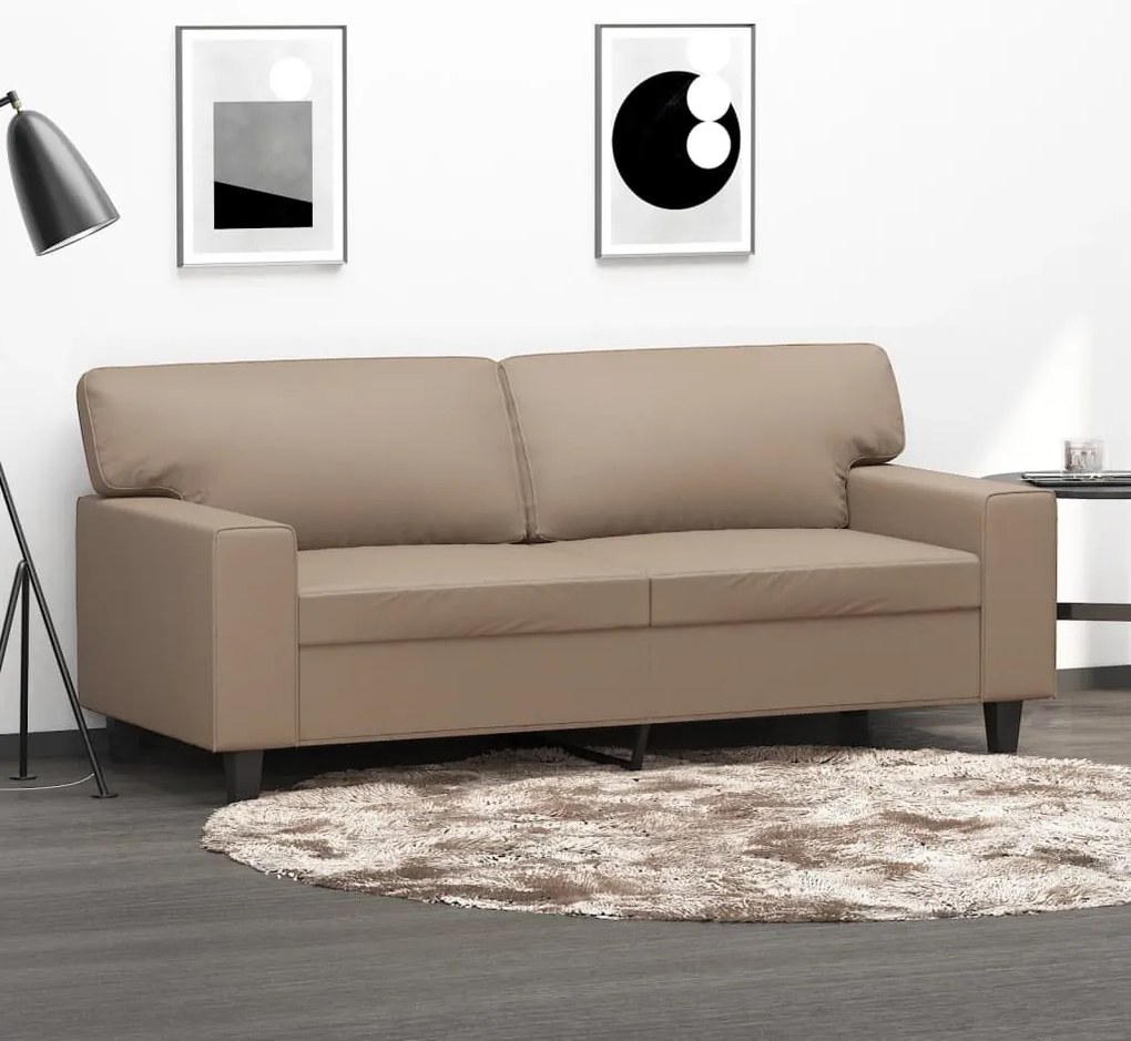 vidaXL Sofá de 2 lugares 140 cm couro artificial cor cappuccino