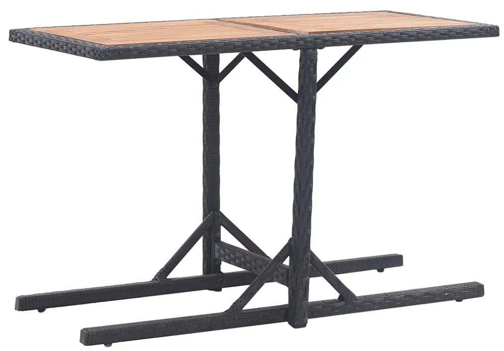 vidaXL Mesa de jardim madeira de acácia maciça e vime PE preto