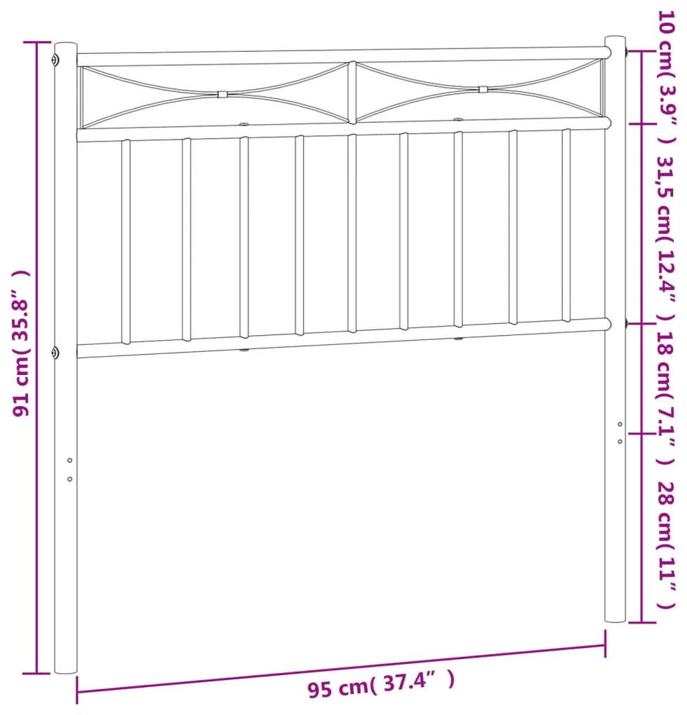 Cabeceira de cama 90 cm metal branco