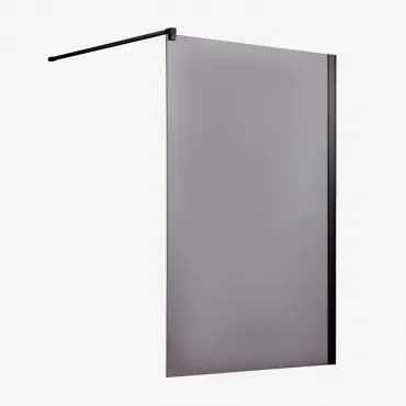 Mampara De Duche Fixa Com Vidro Temperado De 8 Mm E Alumínio Bristol Preto Mate & Afumado & 120 X 195 Cm - Sklum