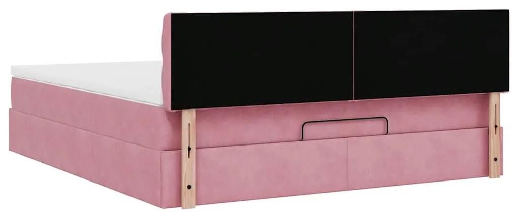 Estrutura de cama otomana com colchão 180x200 cm veludo rosa