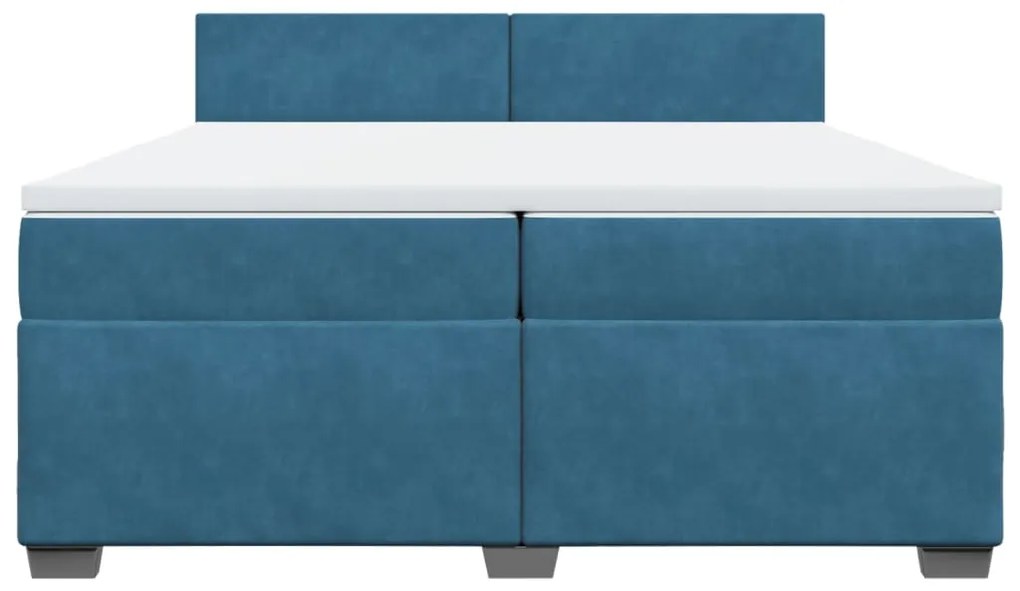 Cama com molas/colchão 200x200 cm veludo azul-escuro