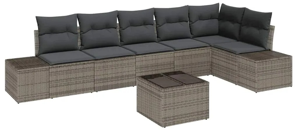 Kit de Sofá de Jardim 6 Peças com Almofadas Pretas de Rattan Sintético