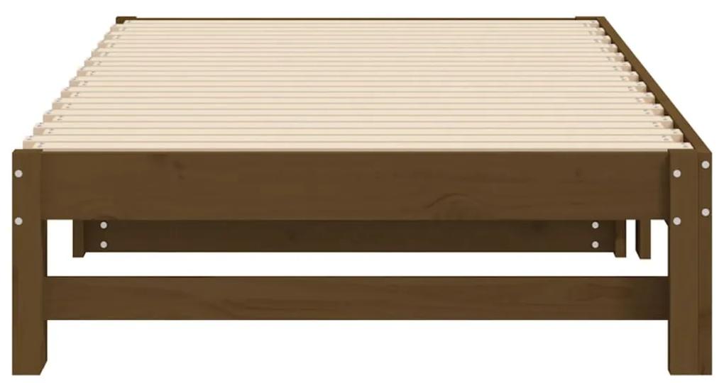 Sofá-cama de puxar 2x(75x190) cm pinho maciço castanho mel