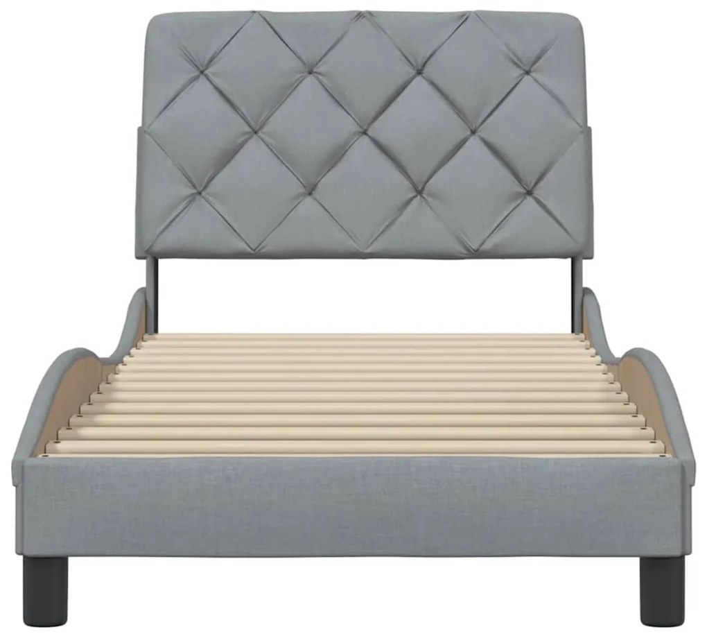 Estrutura de cama sem colchão 80x200 cm tecido cinzento-claro