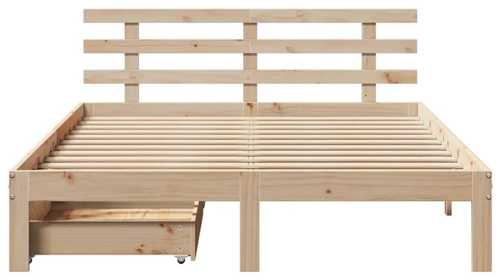 Estrutura de cama c/ gavetas 140x200 cm madeira de pinho maciça