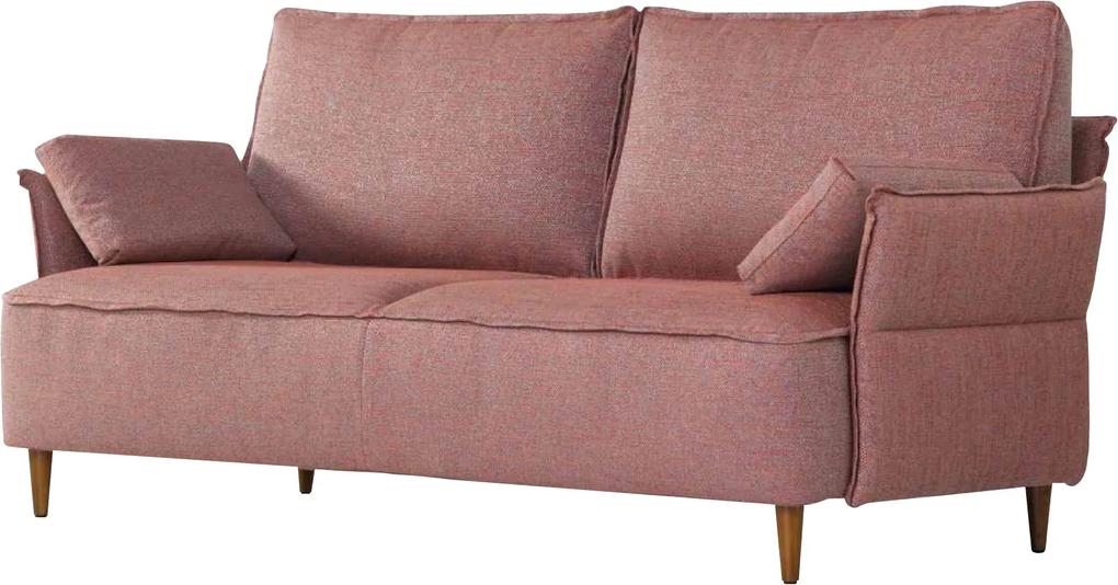 Sofá forrado a tecido rosa claro