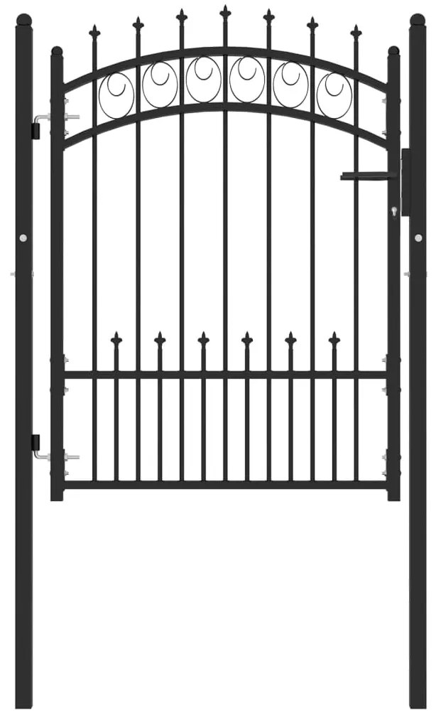 vidaXL Portão para cerca com espetos 100x125 cm aço preto