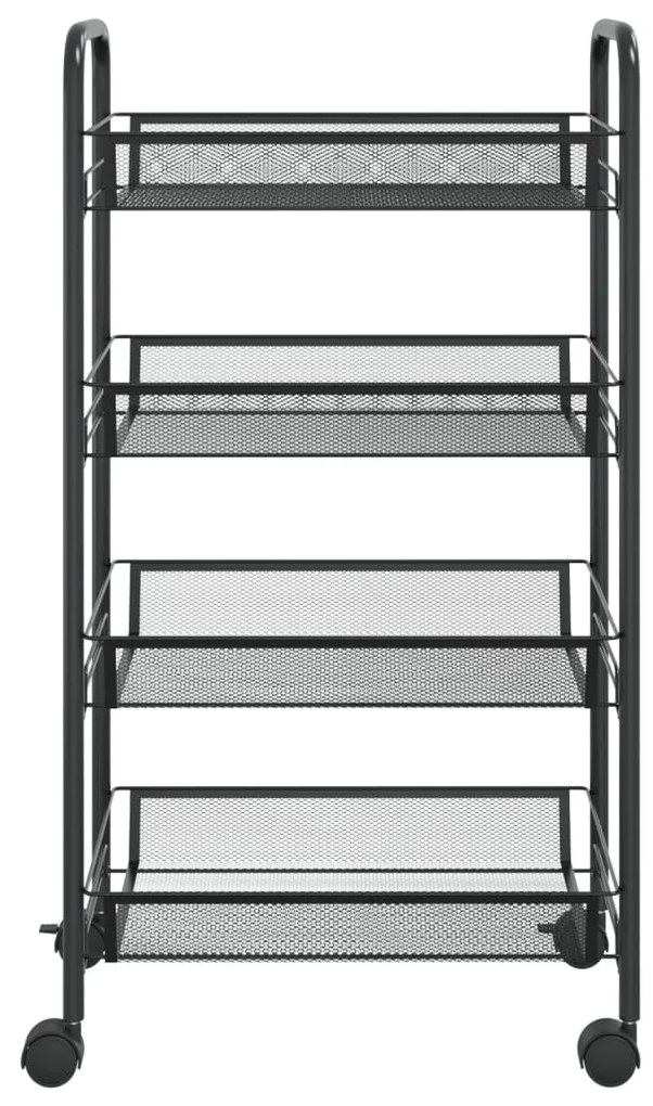 Carrinho de cozinha com 4 prateleiras ferro 46x26x85 cm preto
