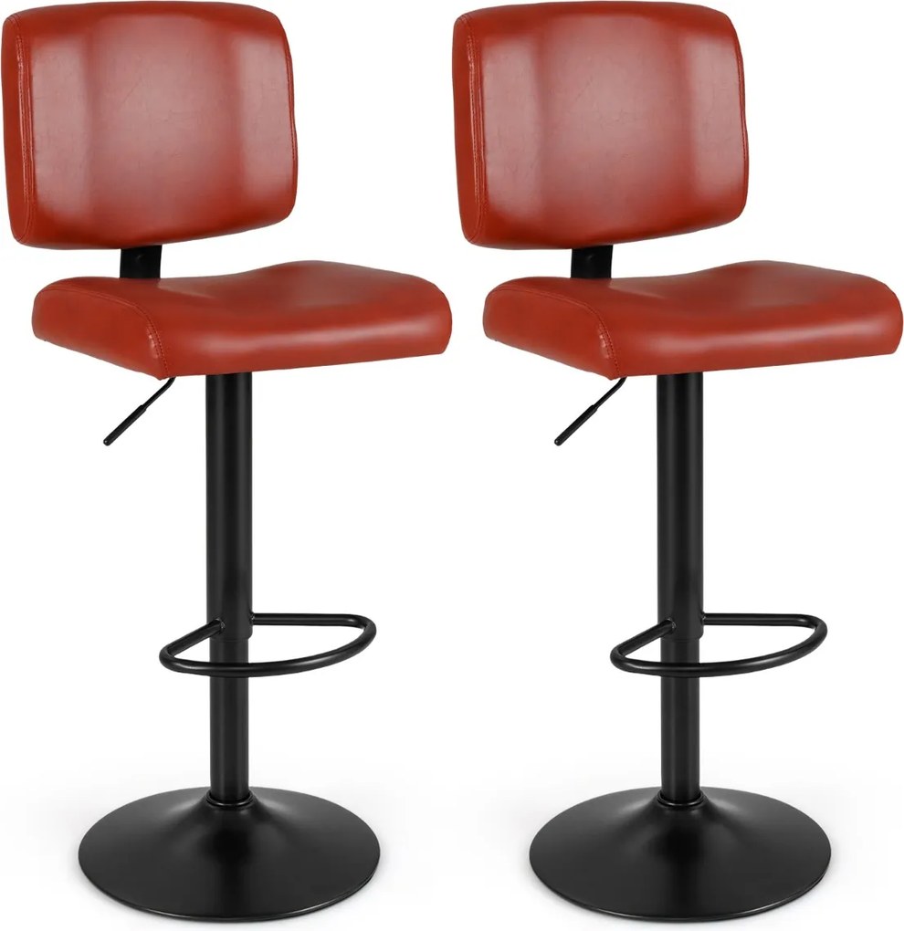 Conjunto de 2 bancos giratórios de bar com altura ajustável, assento em PU acolchoado e apoio para os pés para sala de jantar, ilha de cozinha ou pub,