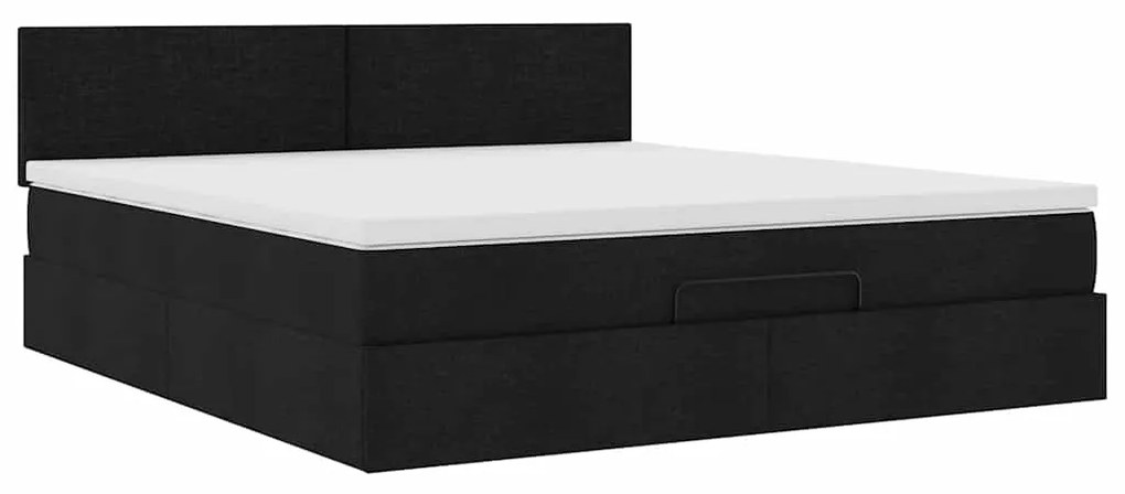 Estrutura de cama otomana com colchão 160x200 cm tecido preto