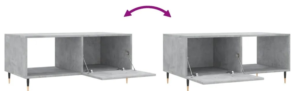 Mesa de centro 90x50x40 madeira processada cinza cimento