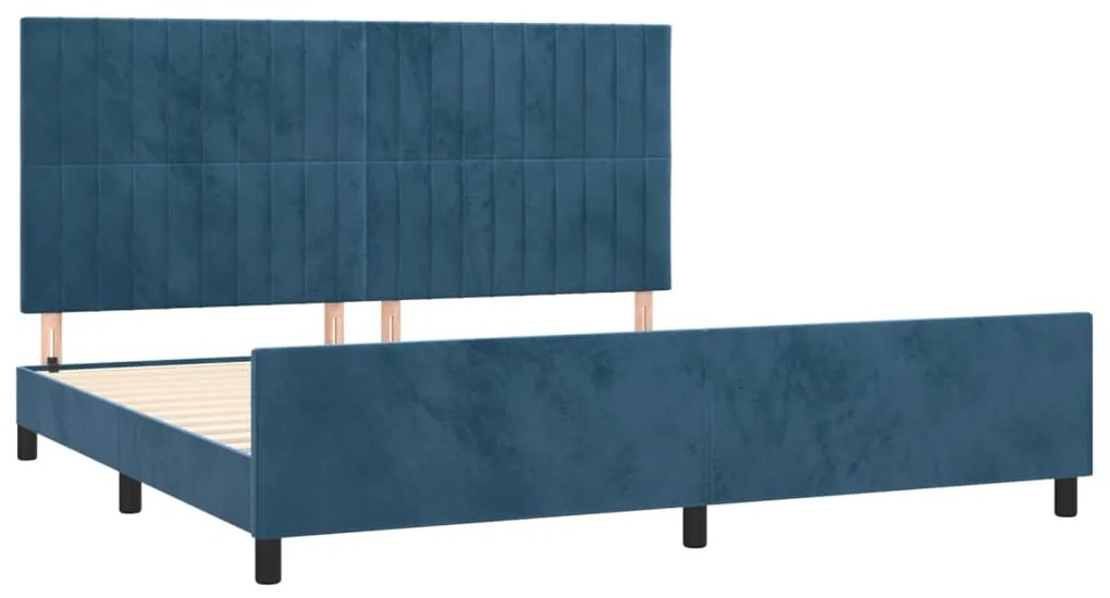 Estrutura de cama sem colchão 200x200 cm veludo azul-escuro