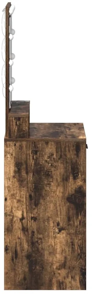 Mesa de Maquilhagem vidaXL com Luzes LED Carvalho Fumado 50x41x140 cm