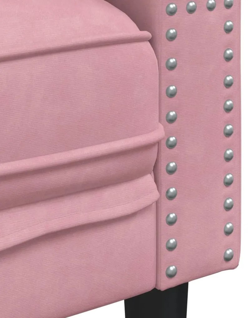 Sofá chesterfield com rolos 2 lugares veludo rosa