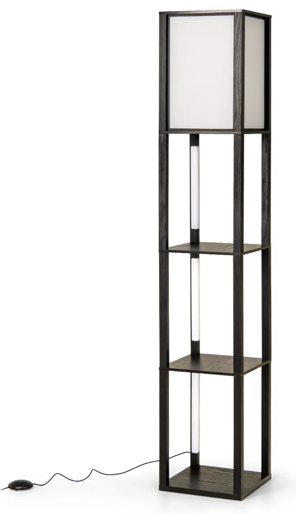 Candeeiro de pé com 3 níveis, LED com brilho ajustável em 3 níveis para sala de estar ou quarto 29 x 29 x 163 cm Preto