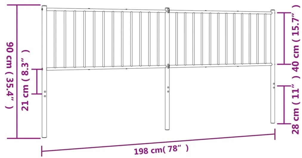 Cabeceira de cama 193 cm metal preto