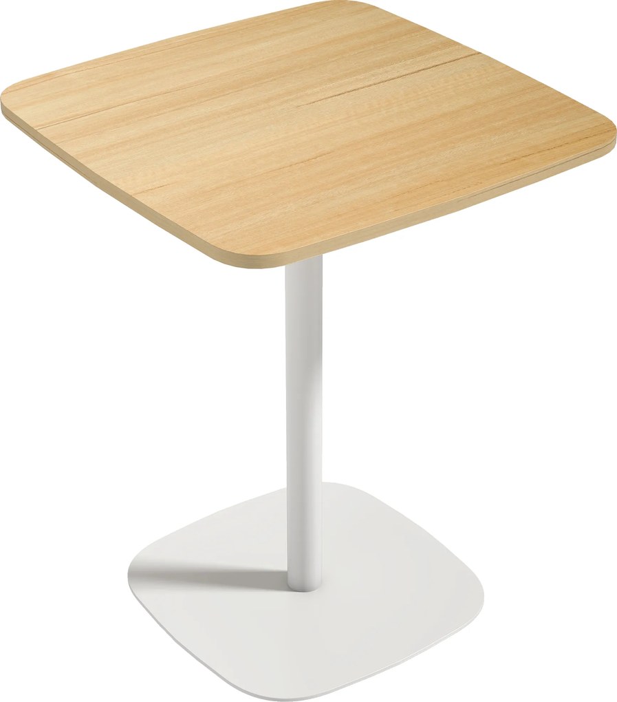 HOMCOM Mesa de Refeição Pequena Mesa de Cozinha Quadrada para 2 Pessoas Base Quadrada em Aço  60x60x75 cm Madeira e Branco | Aosom Portugal