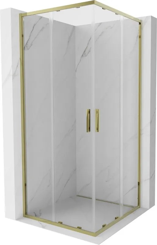 Mexen Exo-S Duo cabine de duche quadrada deslizante 100 x 100 cm, transparente, dourada - 8111-100-100-50-00
