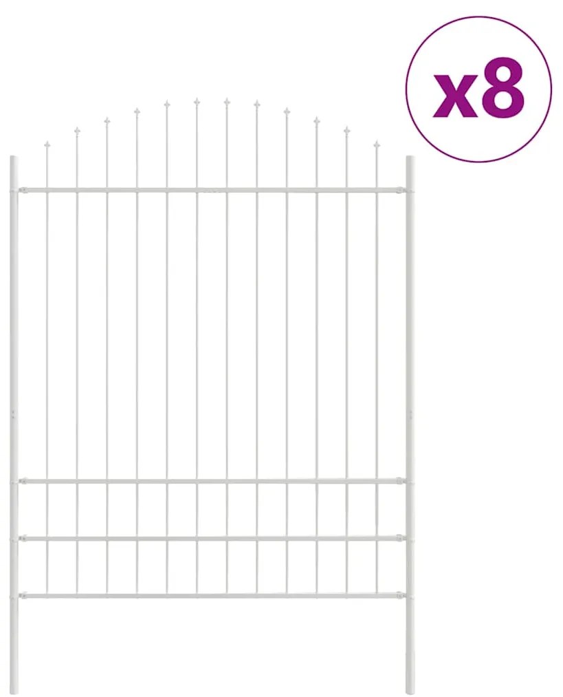 Cerca de Jardim com Topo em Arco - Branco, 13,6x2 m, Feita de Aço