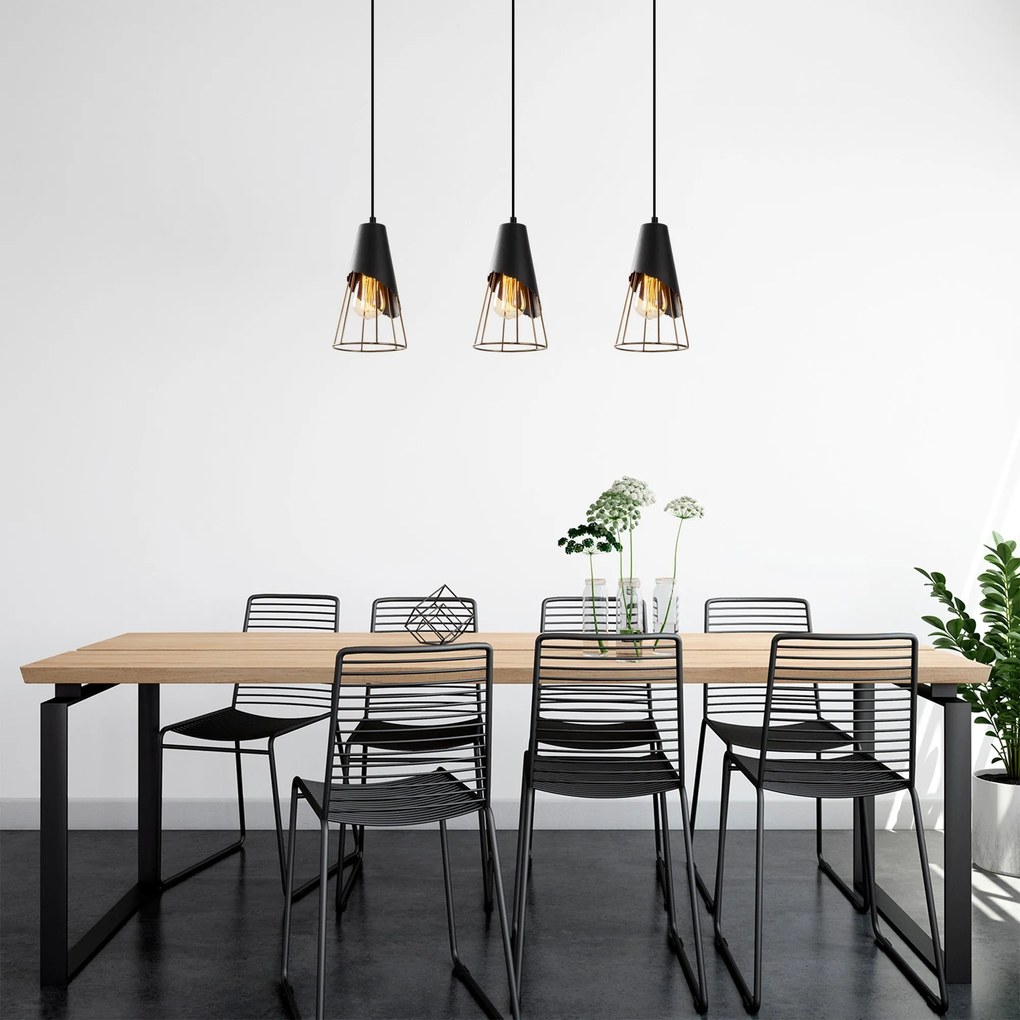 Candeeiro de Teto Sivani Tel – Preto – 67 x 17 cm