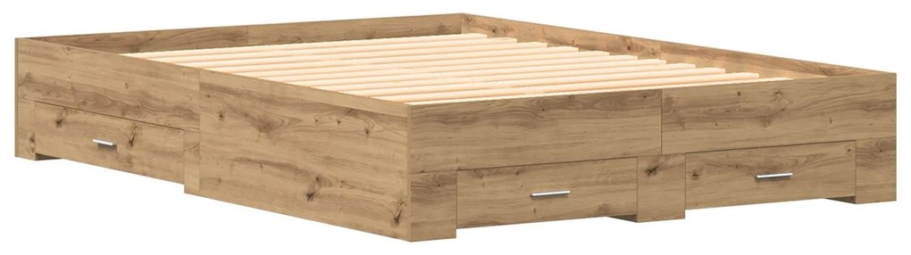 Estrutura de Cama com Gavetas Carvalho Artístico