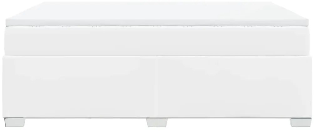 Cama com molas/colchão 140x200 cm couro artificial branco