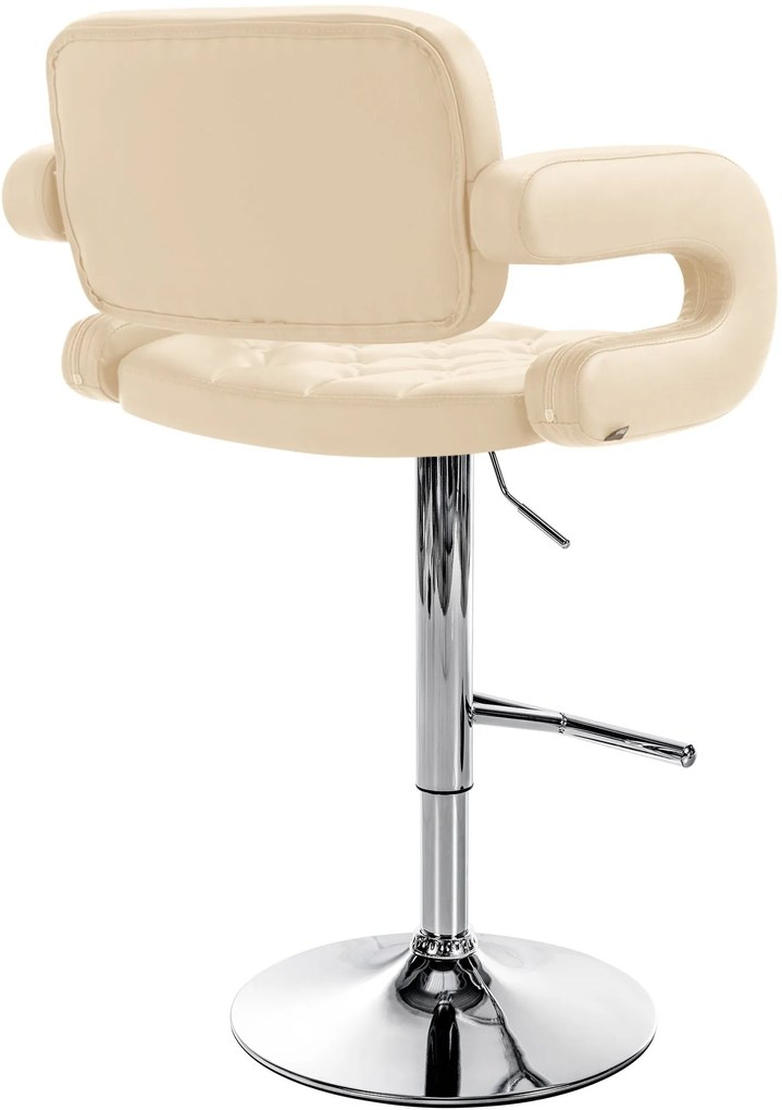 Banco de bar Dublin em couro sintético 62 x 103-123 x 55 cm Creme