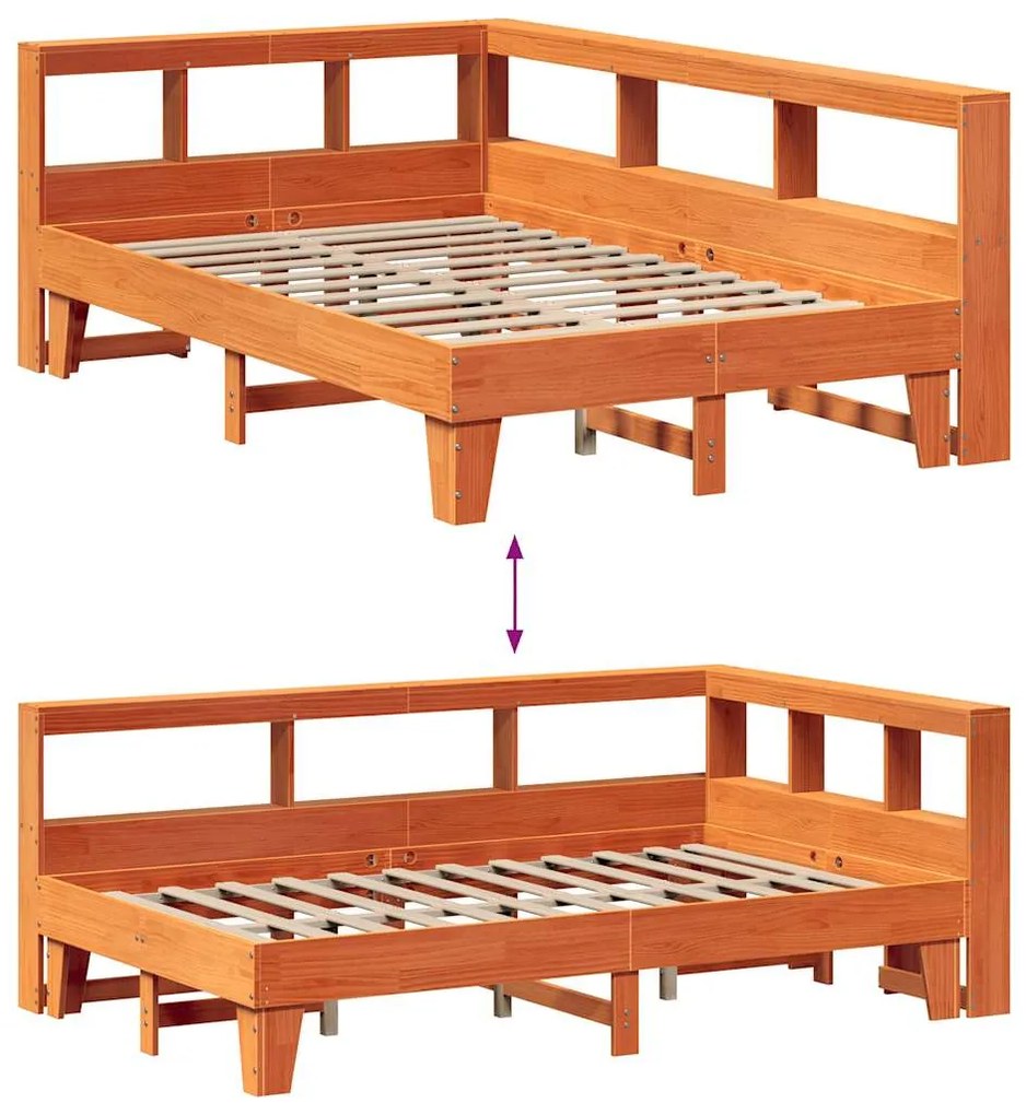 Cama com estante sem colchão 140x190 cm pinho maciço