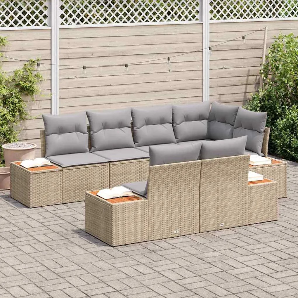 Conjunto de Sofá para Jardim com 7 Peças e Almofadas em Rattan Sintéti